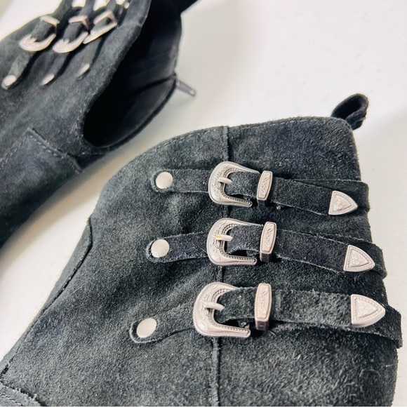 ZODIAC Western 3 Buckle Suede Booties 10M Black - Picture 2 of 8